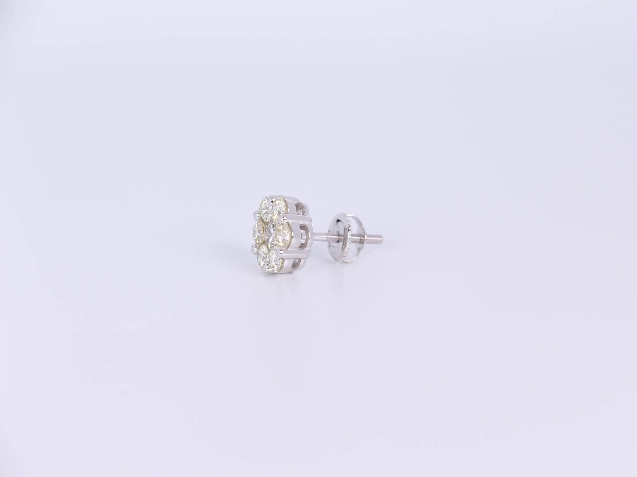 10K White Gold Flower Cluster Earrings 2.00Ctw