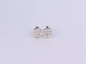 10K White Gold Flower Cluster Earrings .740Ctw