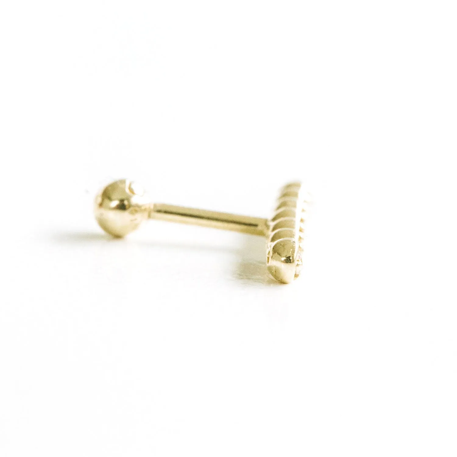 14k Gold Seven Round Cubic Stick Pendant Barbell Ear Stud Piercing