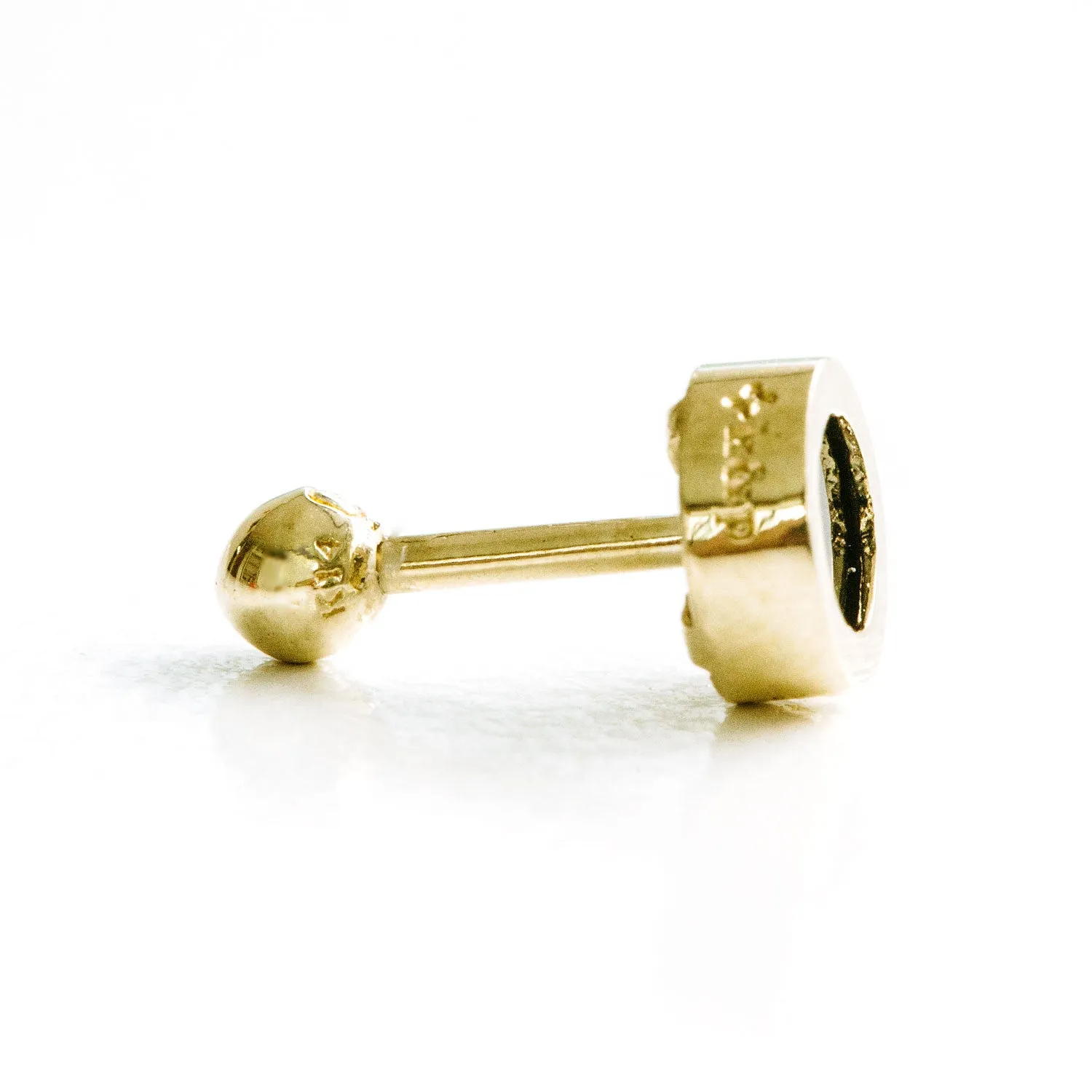 14k Gold Stamp Pendant Barbell Ear Stud Piercing