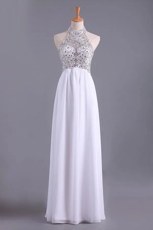 2024 White Hater Prom Dresses A Line Chiffon PHLQG64G