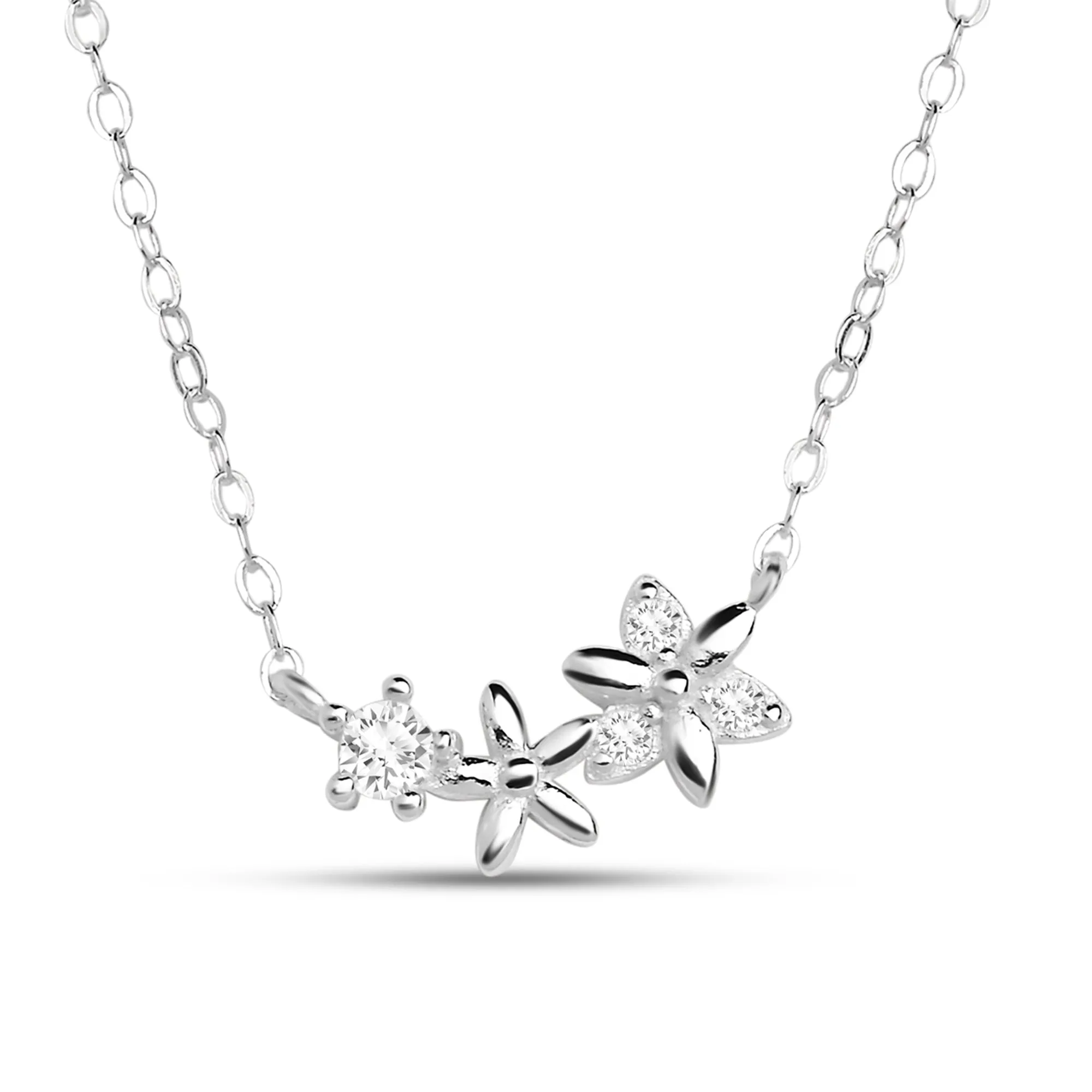 Accessorize London Women's 925 Sterling Silver Hallmark Cubic Zirconia Sparkle Flower Necklace