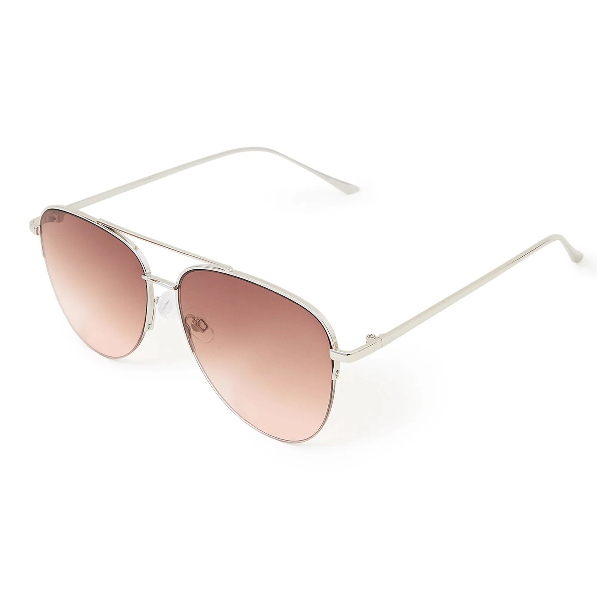 Accessorize London Women's Half Frame Aviator Sunglasses Silver