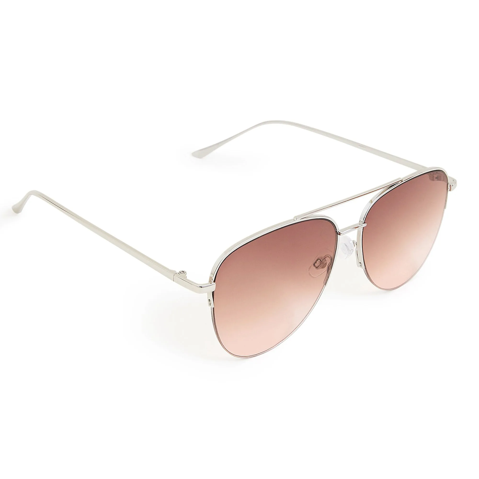 Accessorize London Women's Half Frame Aviator Sunglasses Silver