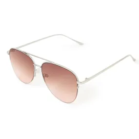 Accessorize London Women's Half Frame Aviator Sunglasses Silver