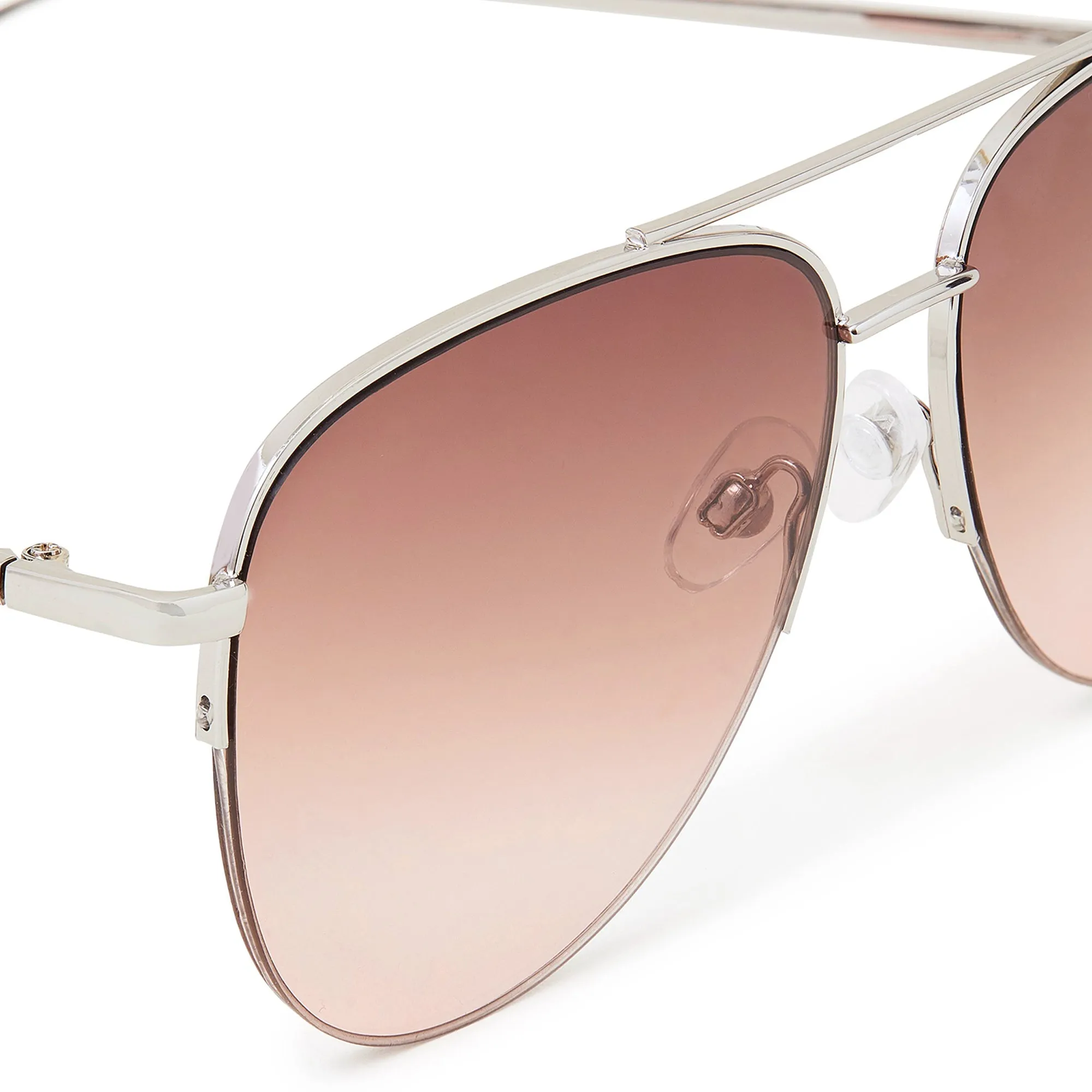 Accessorize London Women's Half Frame Aviator Sunglasses Silver