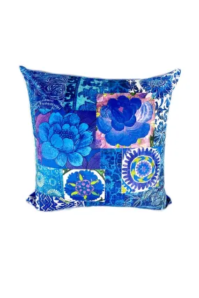 ANNA CHANDLER VELVET SQUARE CUSHION BLUE NOMAD