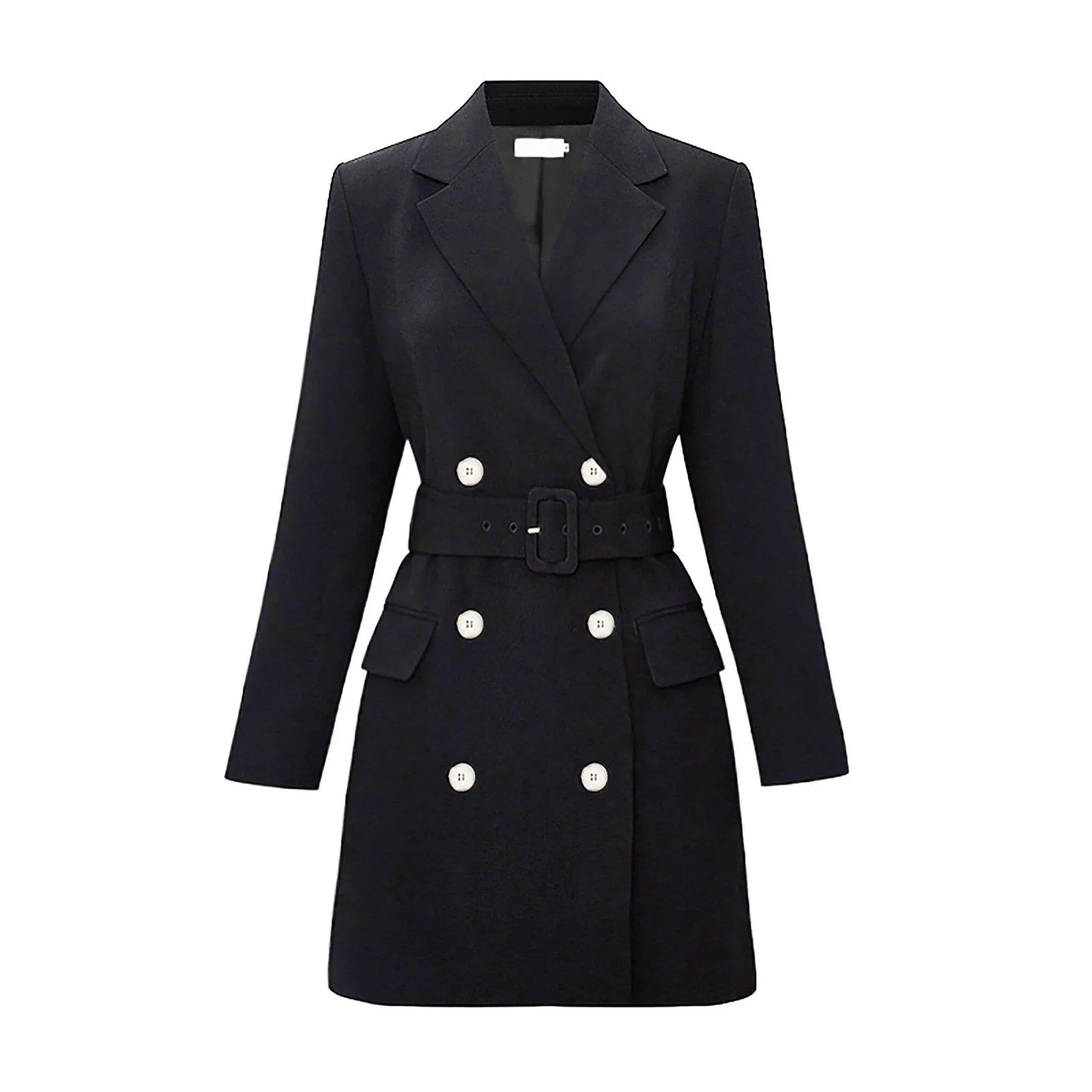 Aprial Double Breasted Belted Long Sleeve Blazer Dress