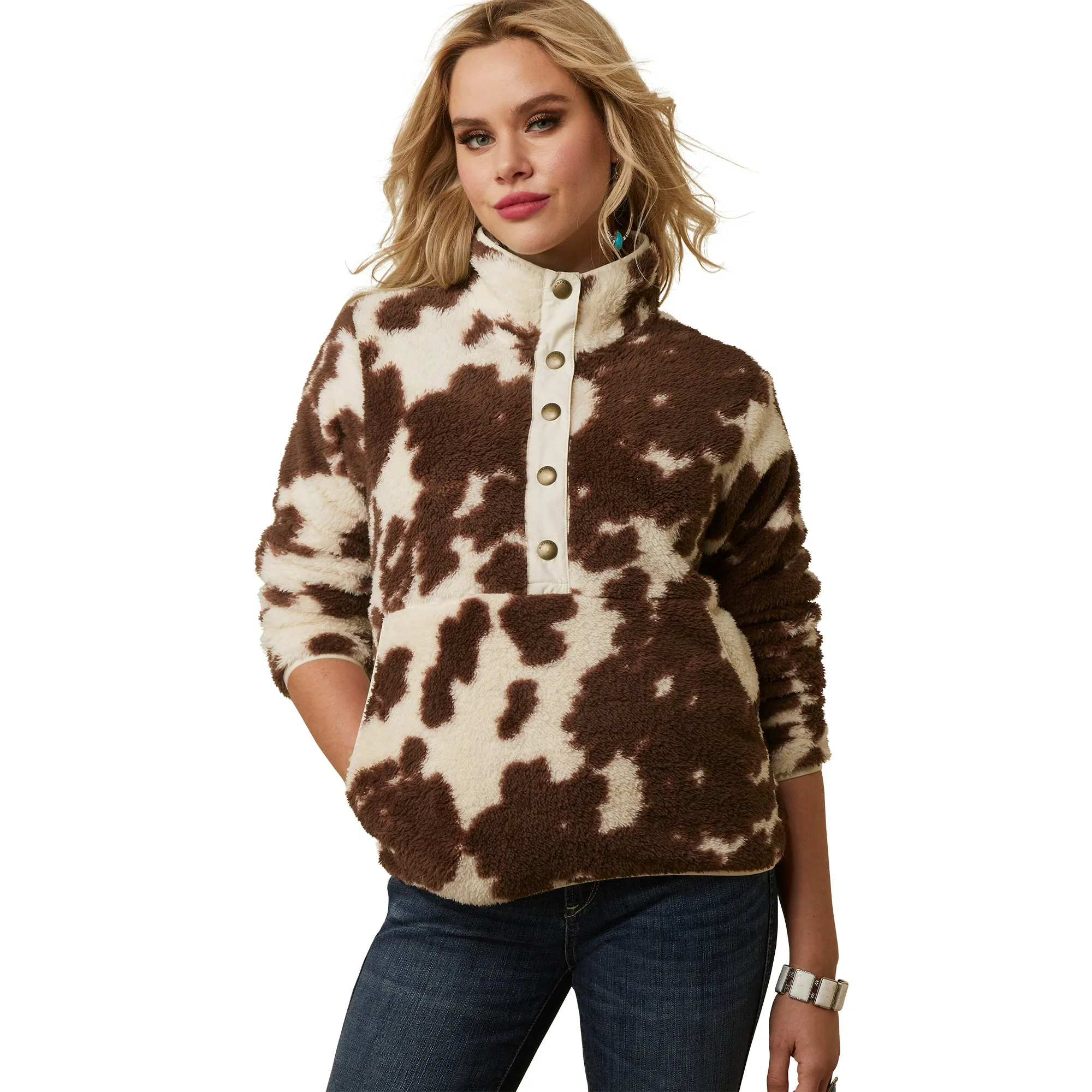 Ariat Ladies Berber 1/2 Snap Front Chestnut Paint Sweatshirt 10046254