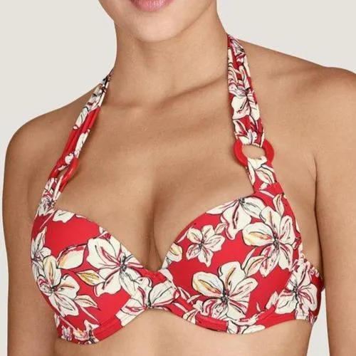 Aubade Parfums D'Ete' Moulded Push-Up Bikini Top In Red TU08