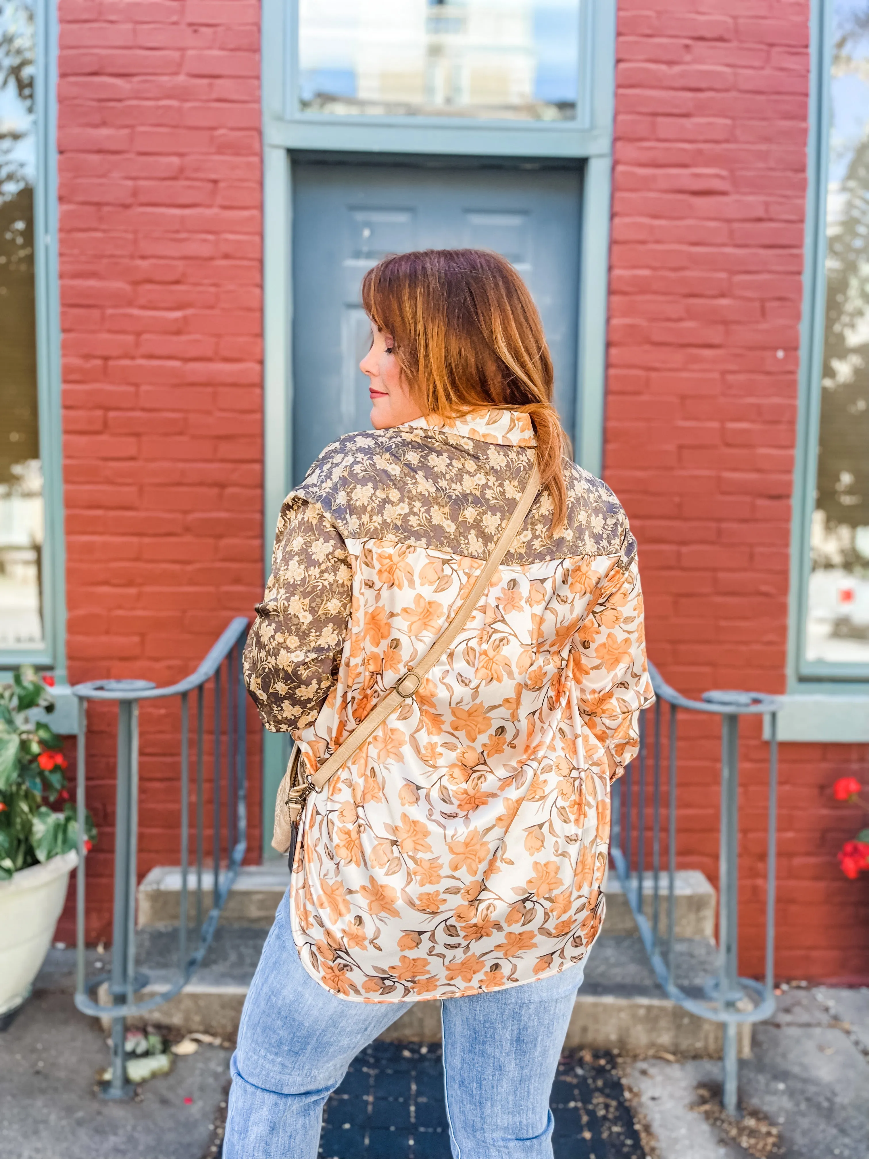 Autumn Leaves Mix Print Top PLUS