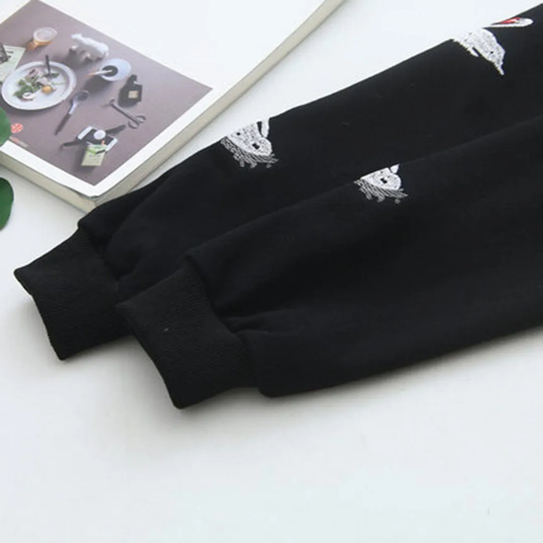 Babakud Autumn Crane Embroidery Loose Sweatshirt