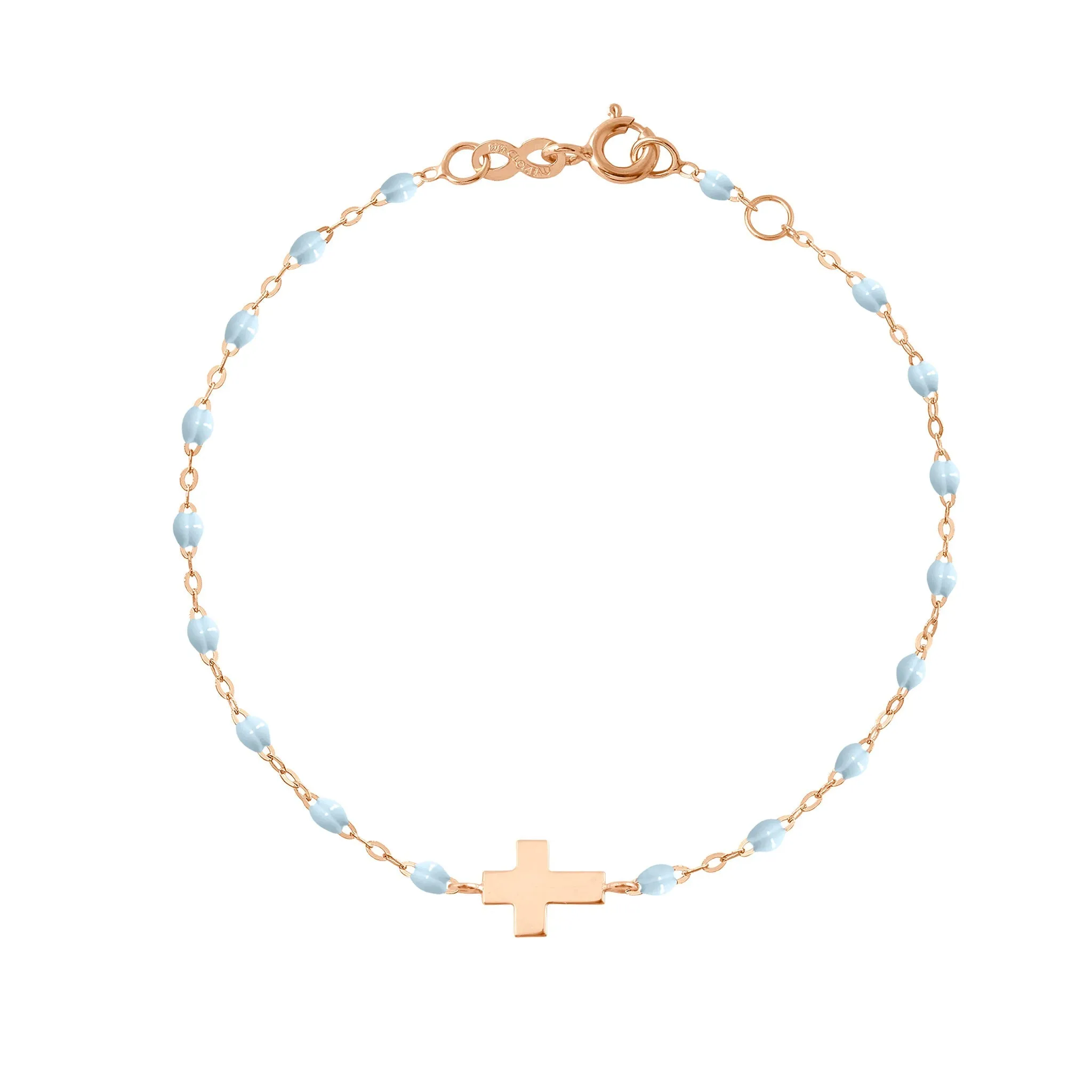 Baby Cross Charm Classic Gigi Baby Blue bracelet, Rose Gold, 5.1"