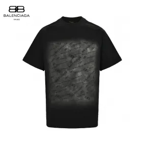 Balenciaga All-Over Logo Print T-Shirt (Black)