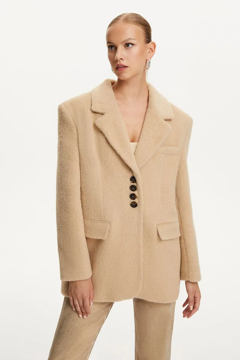 BEIGE WOOL BLEND BLAZER