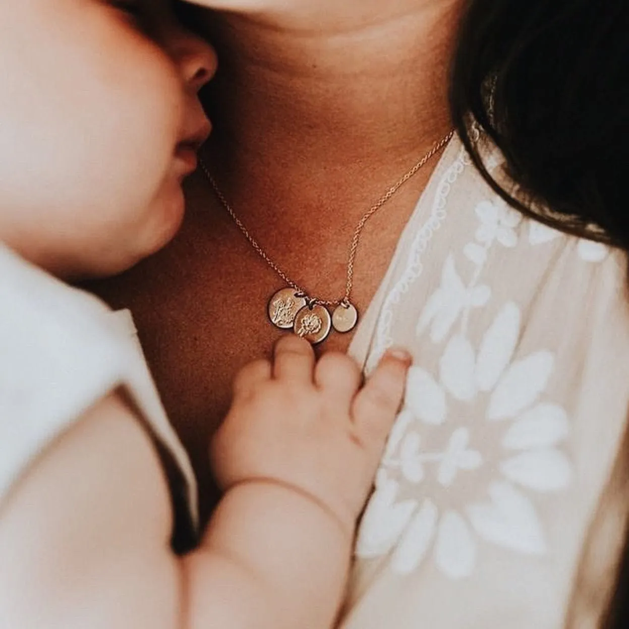 Birth Flower Stacker Necklace | 1/2 Disc