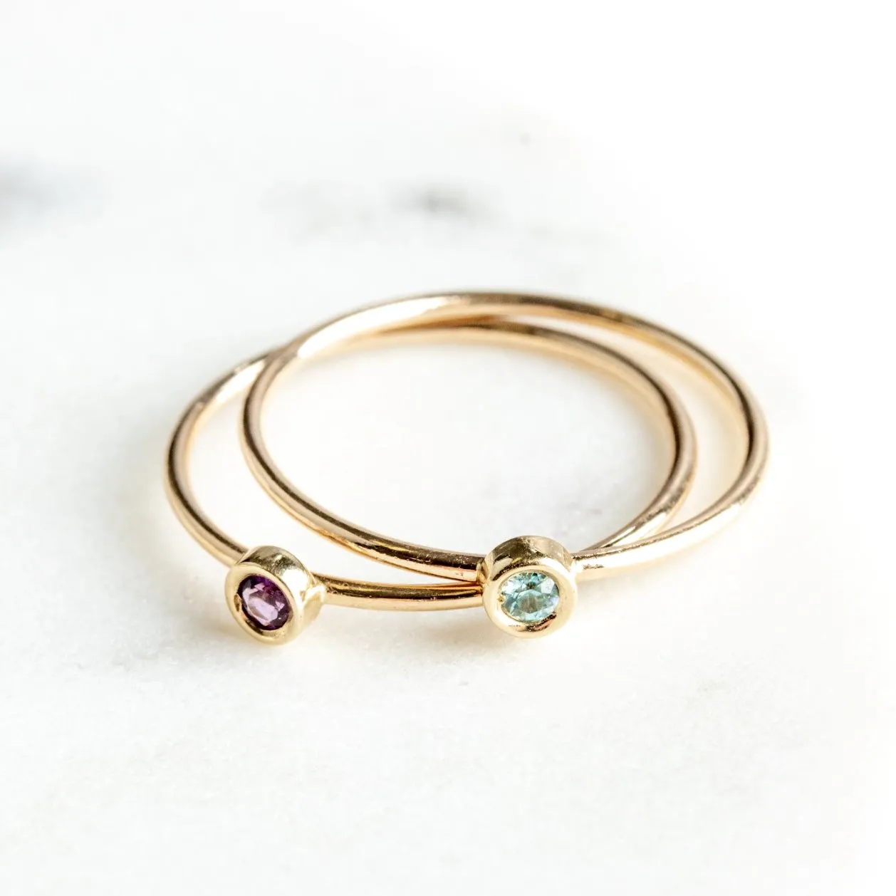 Birthstone Stacking Ring With Blue Zircon