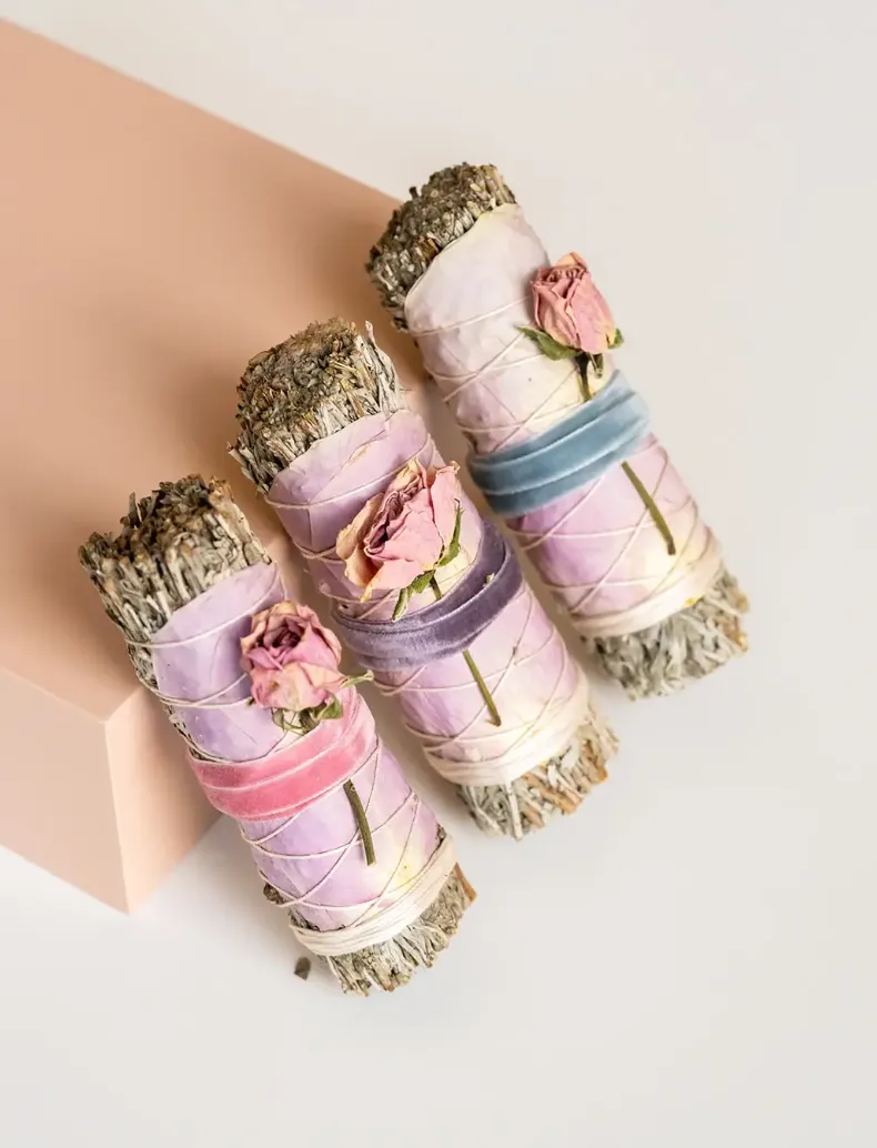 Blue Sage   Roses Smudge Stick