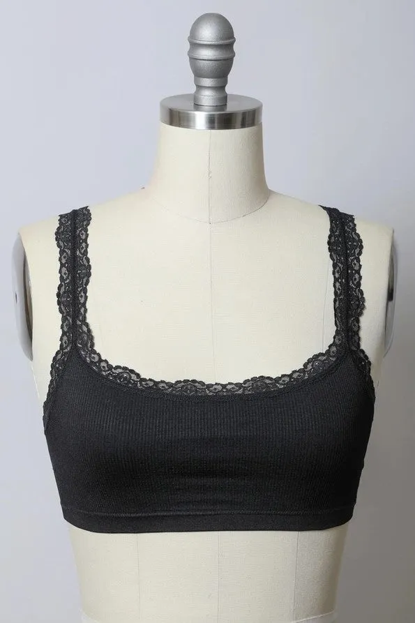 Bralette - Crop Tank Top Lace Strap