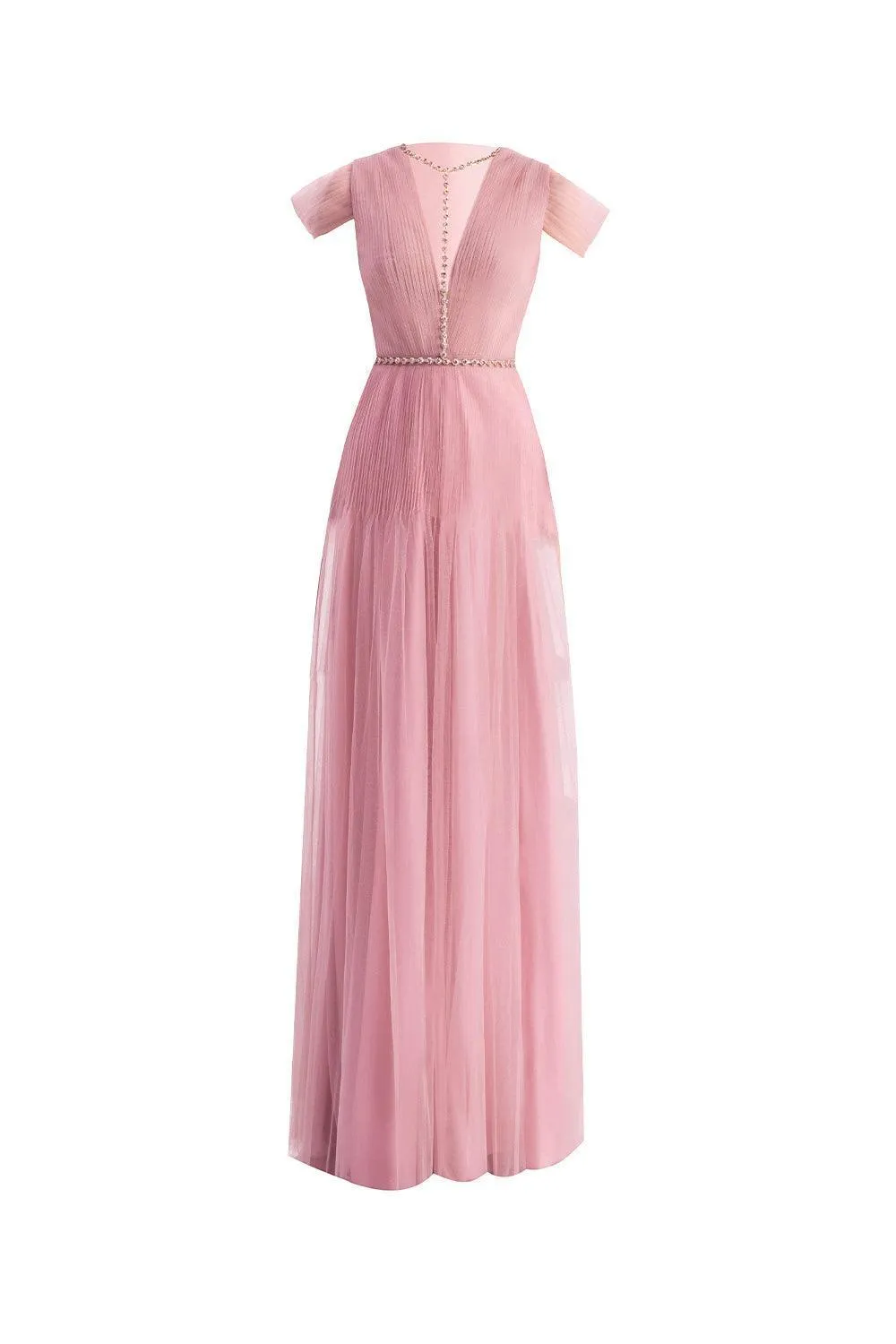 Calla A-line Pleated Chest Organza Floor Length Dress