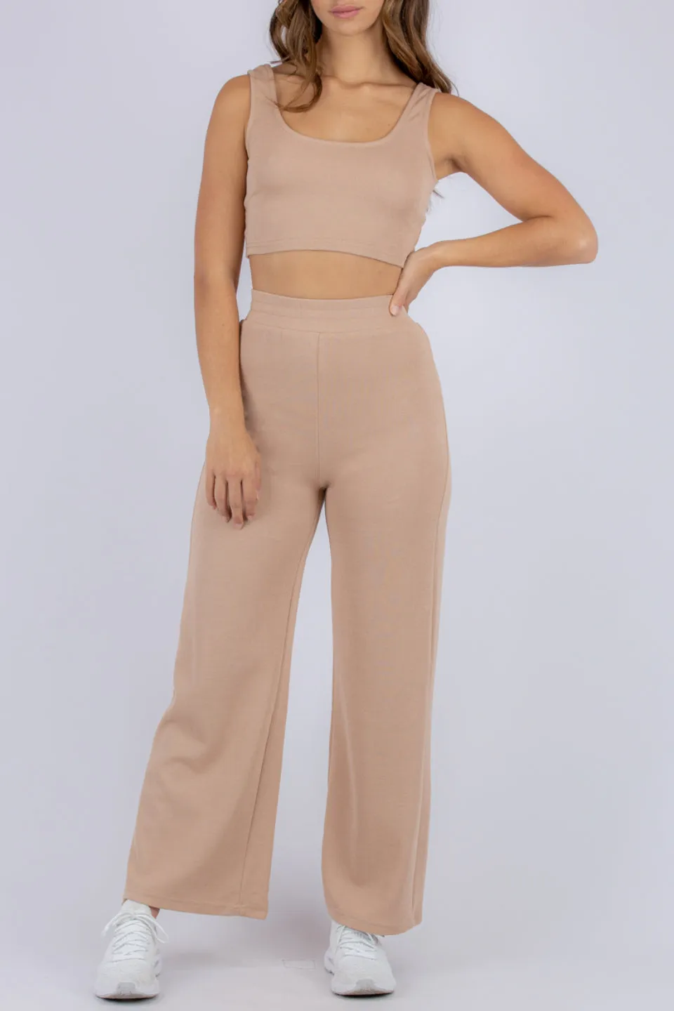 Camel Lounge Knit Crop Tank Top