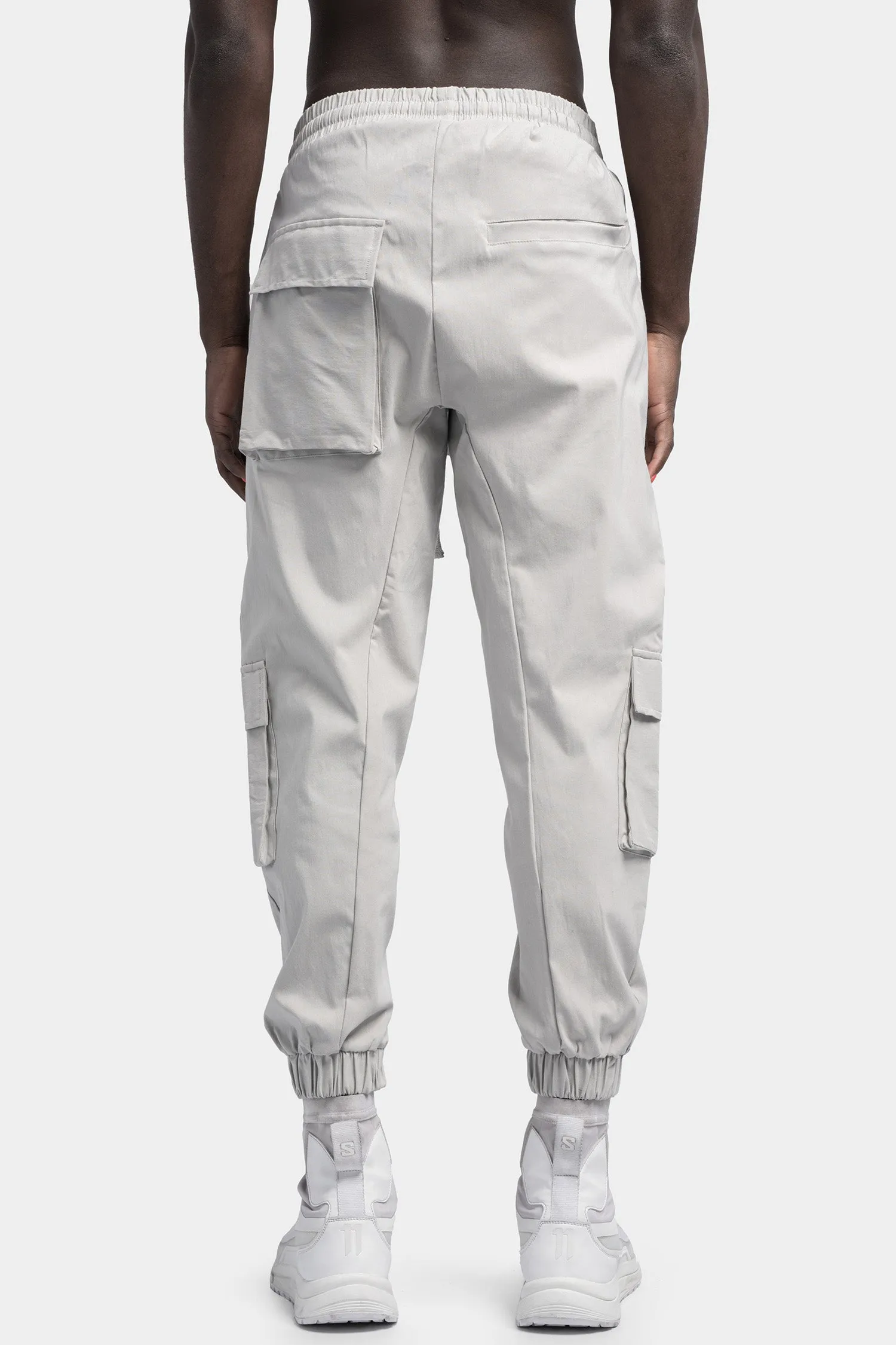 Cargo pocket drawstring pants, Silver