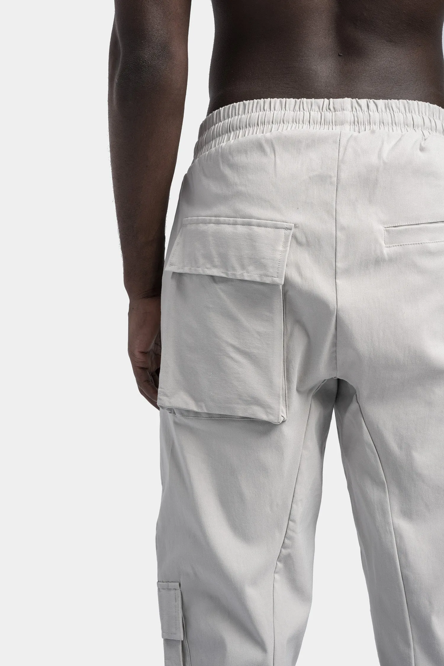 Cargo pocket drawstring pants, Silver