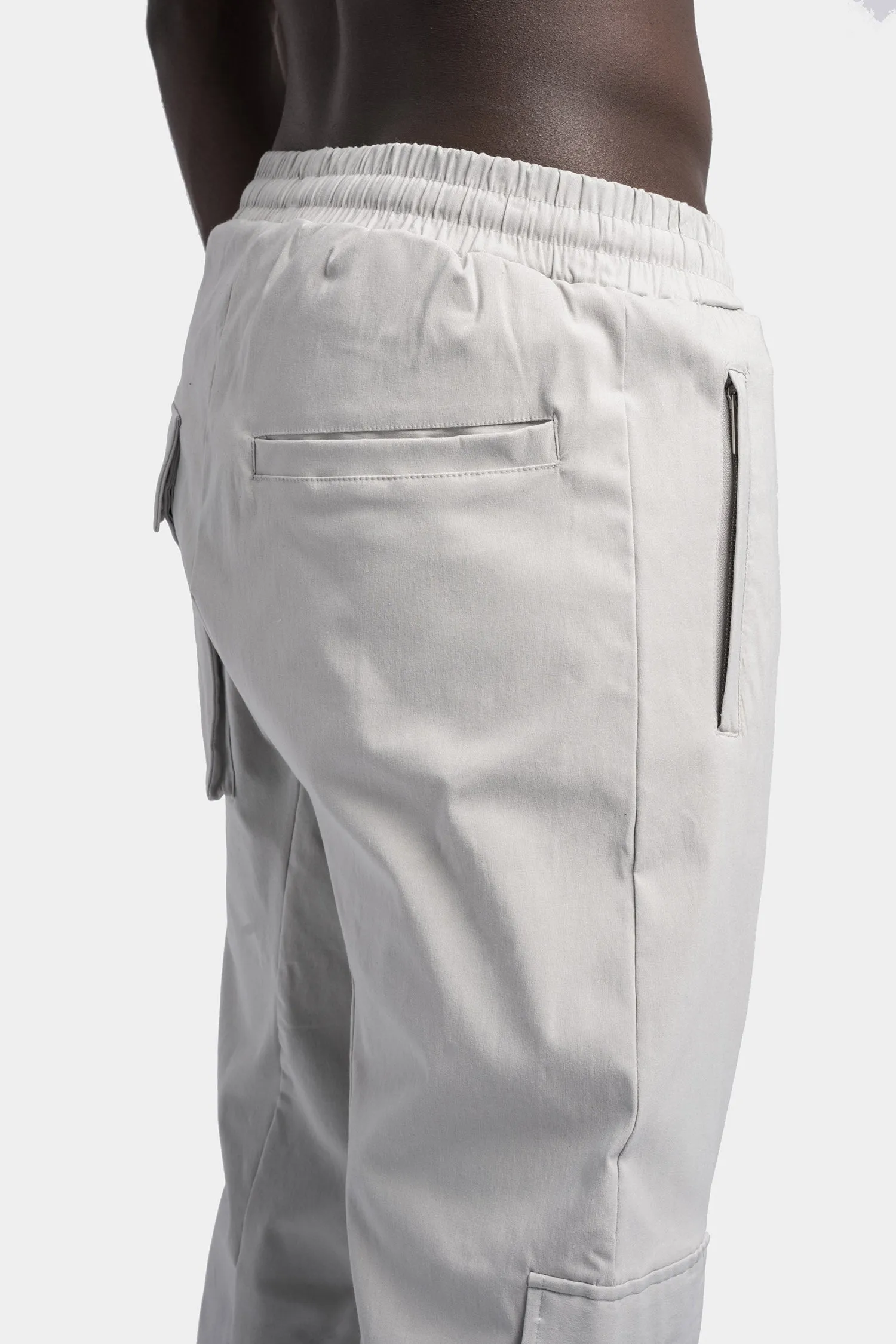 Cargo pocket drawstring pants, Silver