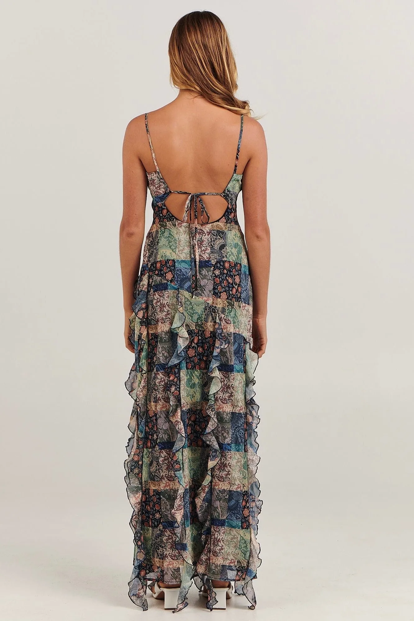 Cheyenne Navy Paisley Patchwork Maxi Dress