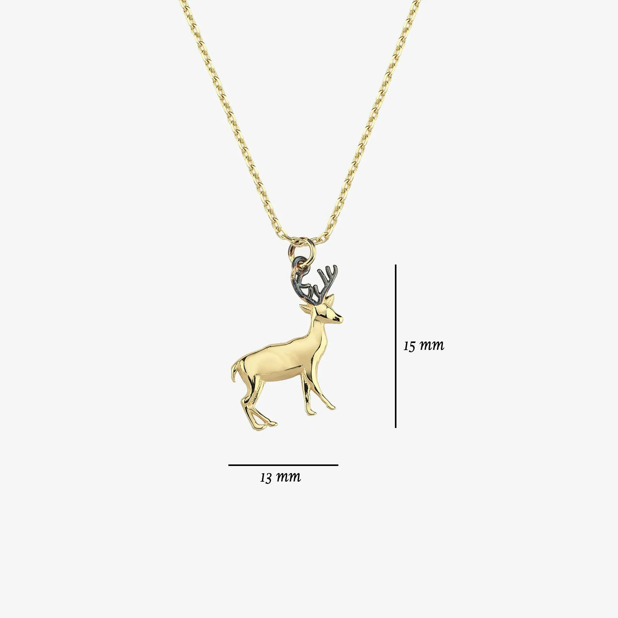 Christmas Deer Necklace | 14K Solid Gold