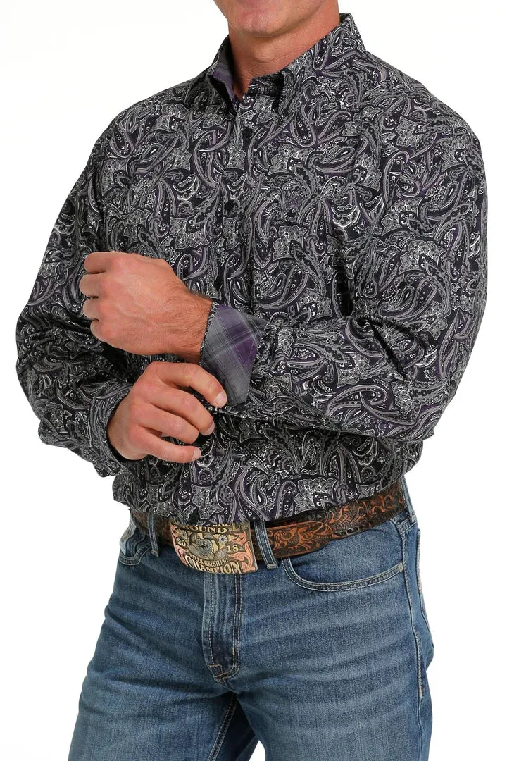 Cinch Classic Black/ Purple Paisley Long Sleeve Shirt