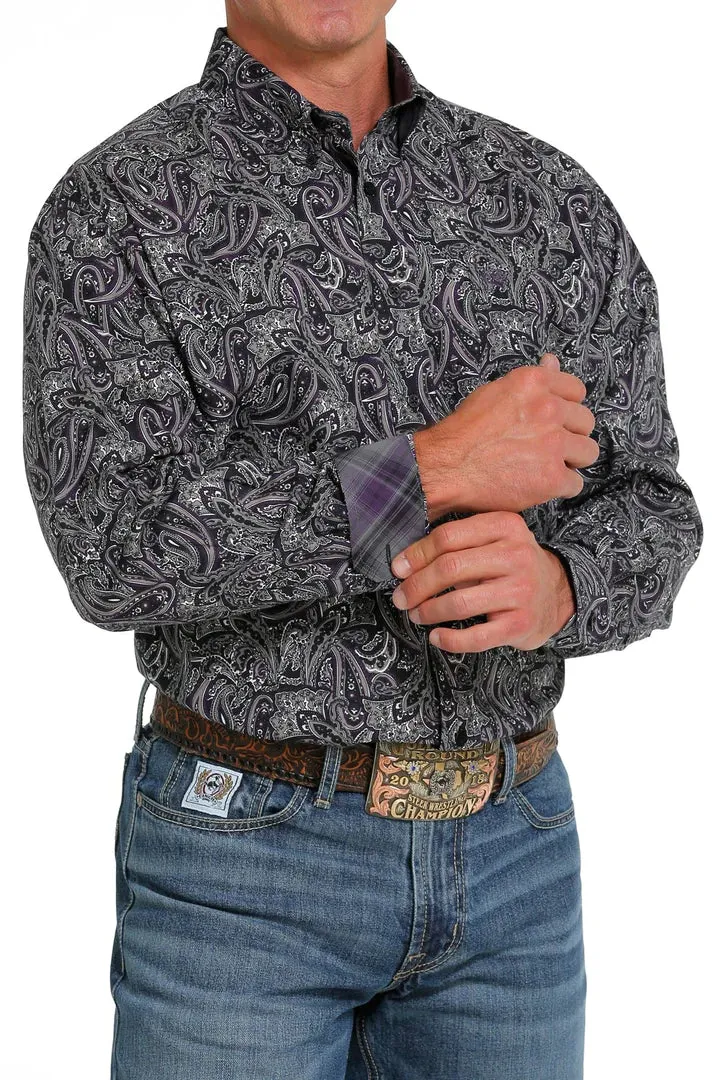 Cinch Classic Black/ Purple Paisley Long Sleeve Shirt