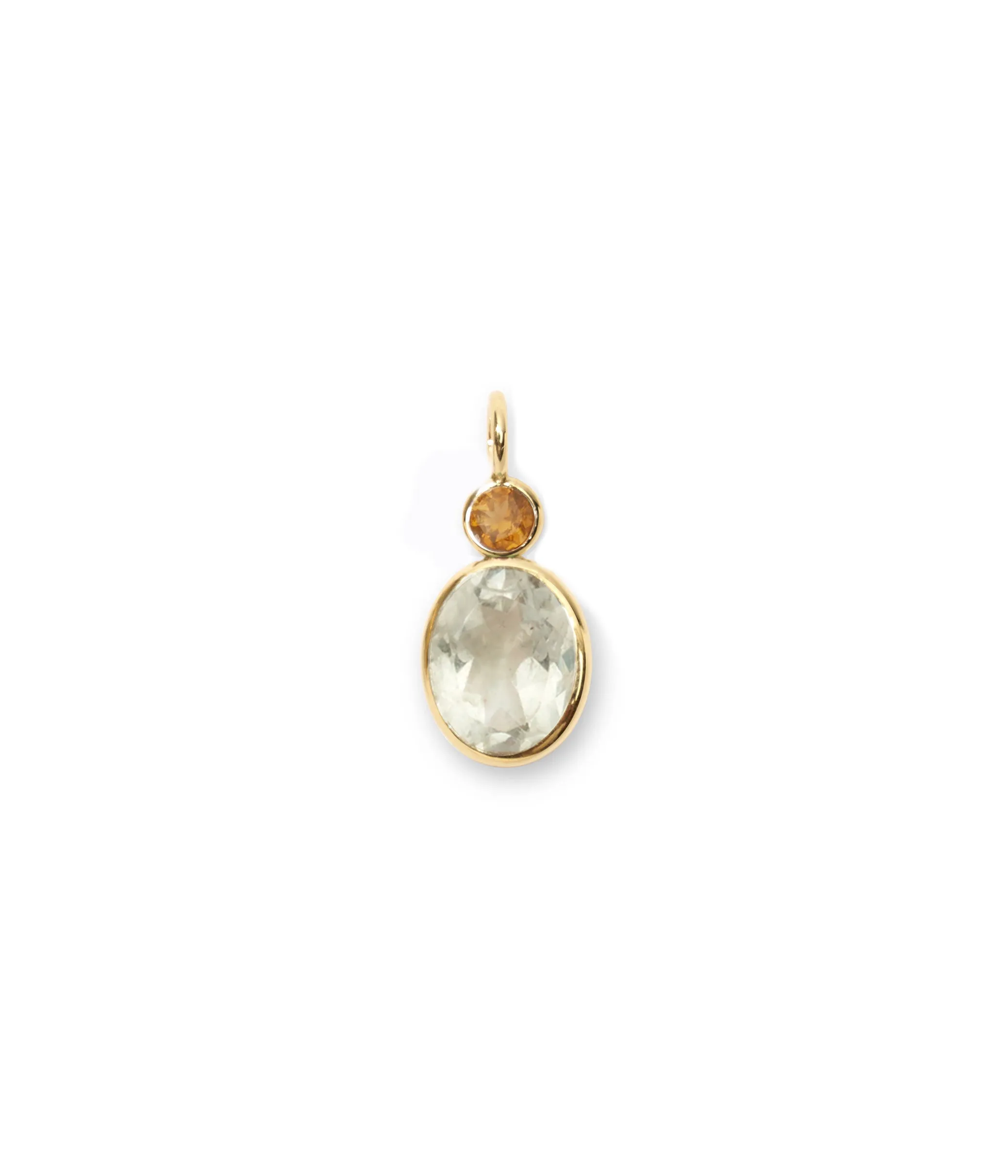 Citrine & Green Amethyst 14k Gold Necklace Charm