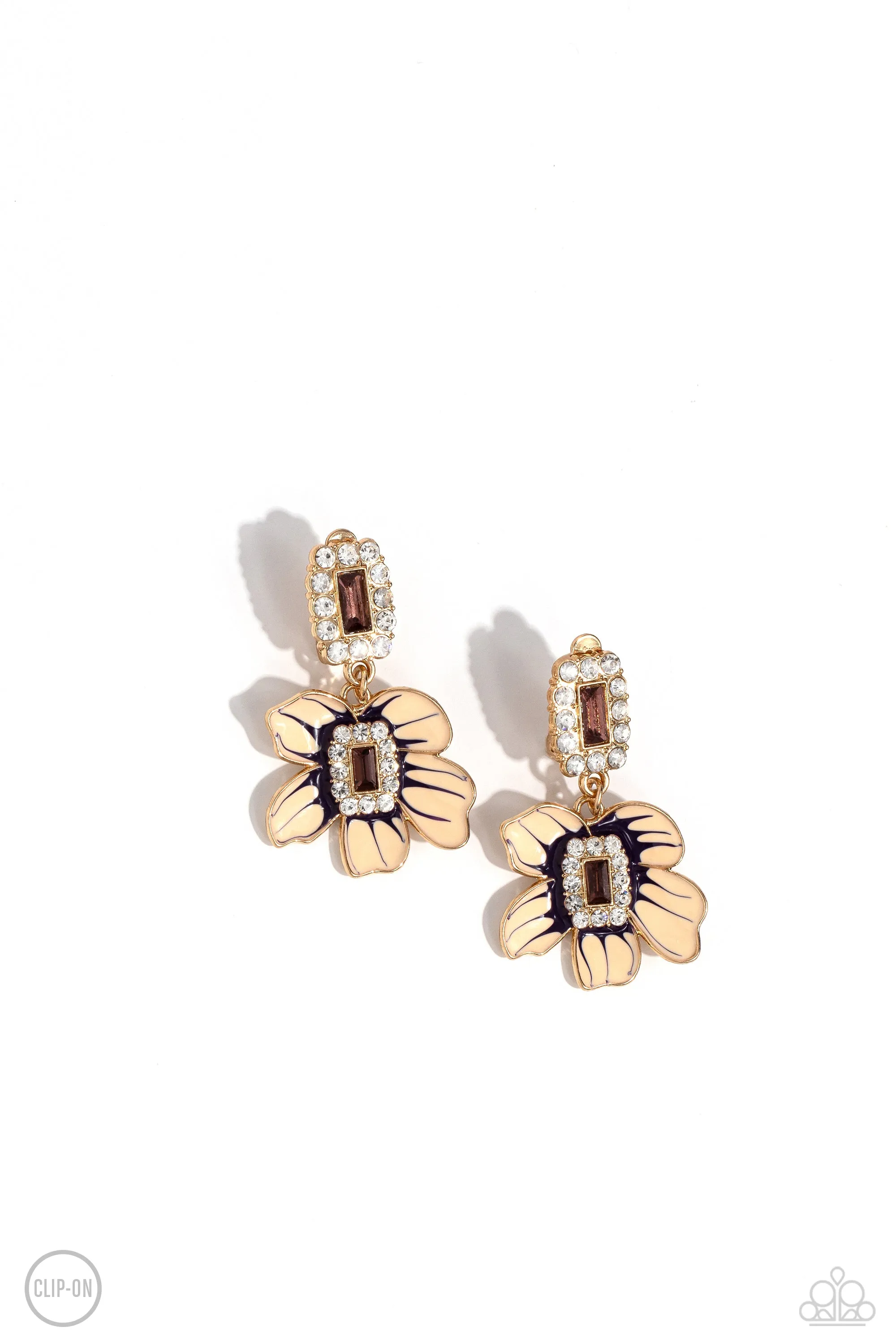 Colorful Clippings Gold Clip-On Earrings