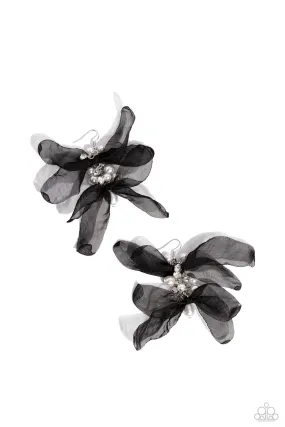 Cosmopolitan Charisma Black Silk Petal Earrings - Paparazzi Accessories