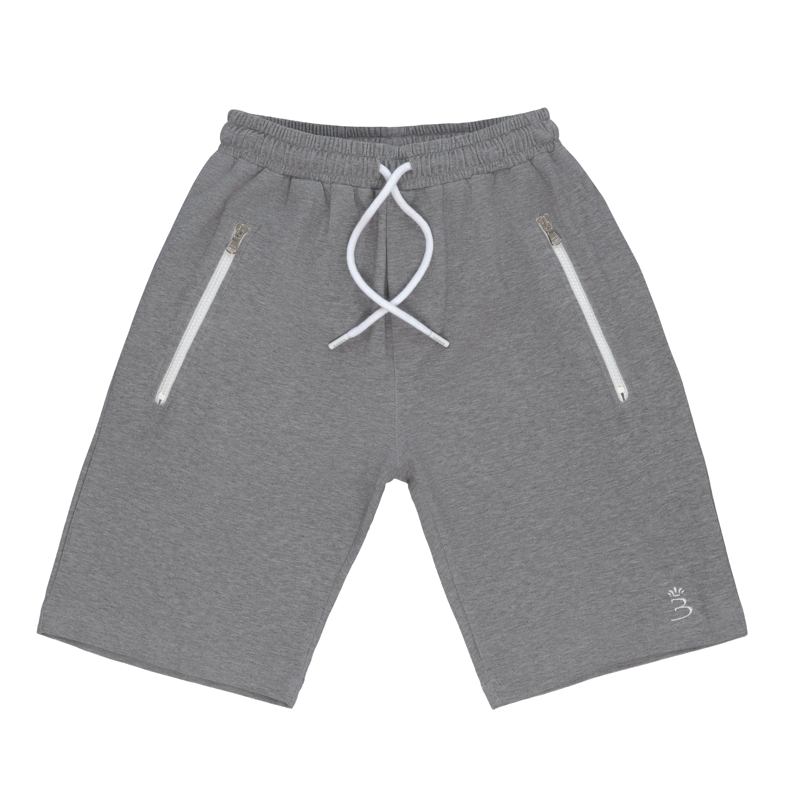 Cotton-Blend Drawstring Sport Shorts in Grey Melange