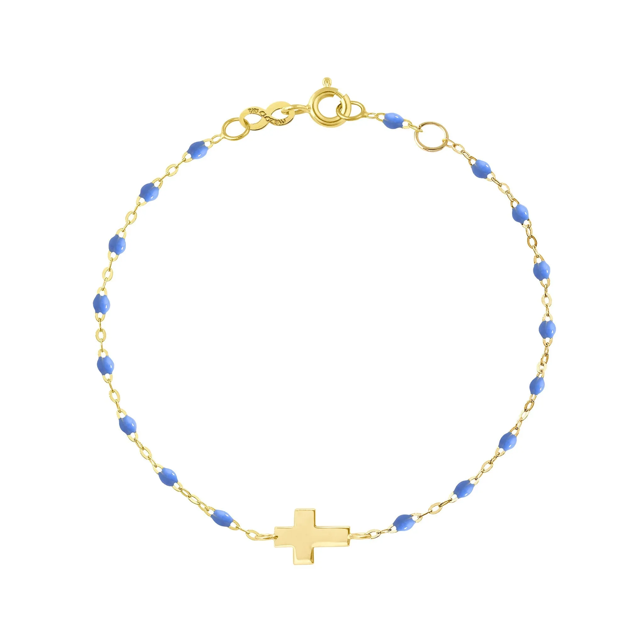 Cross Charm Classic Gigi Bleuet bracelet, Yellow Gold, 6.7"