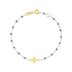 Cross Charm Classic Gigi Bleuet bracelet, Yellow Gold, 6.7"