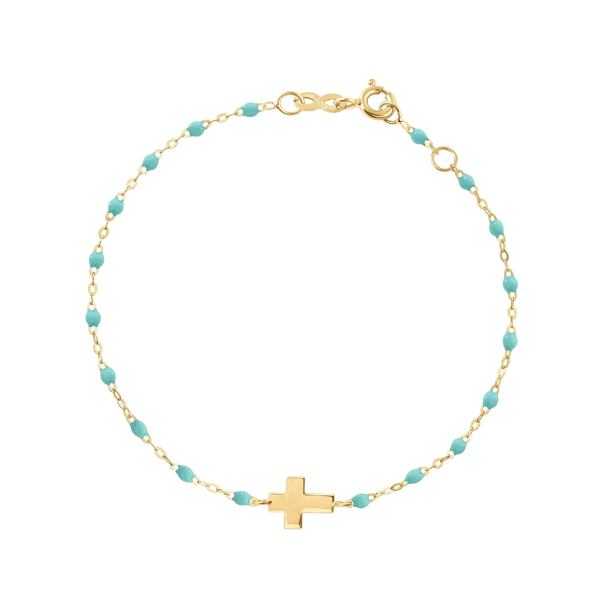 Cross Charm Classic Gigi Lagoon bracelet, Yellow Gold, 6.7"