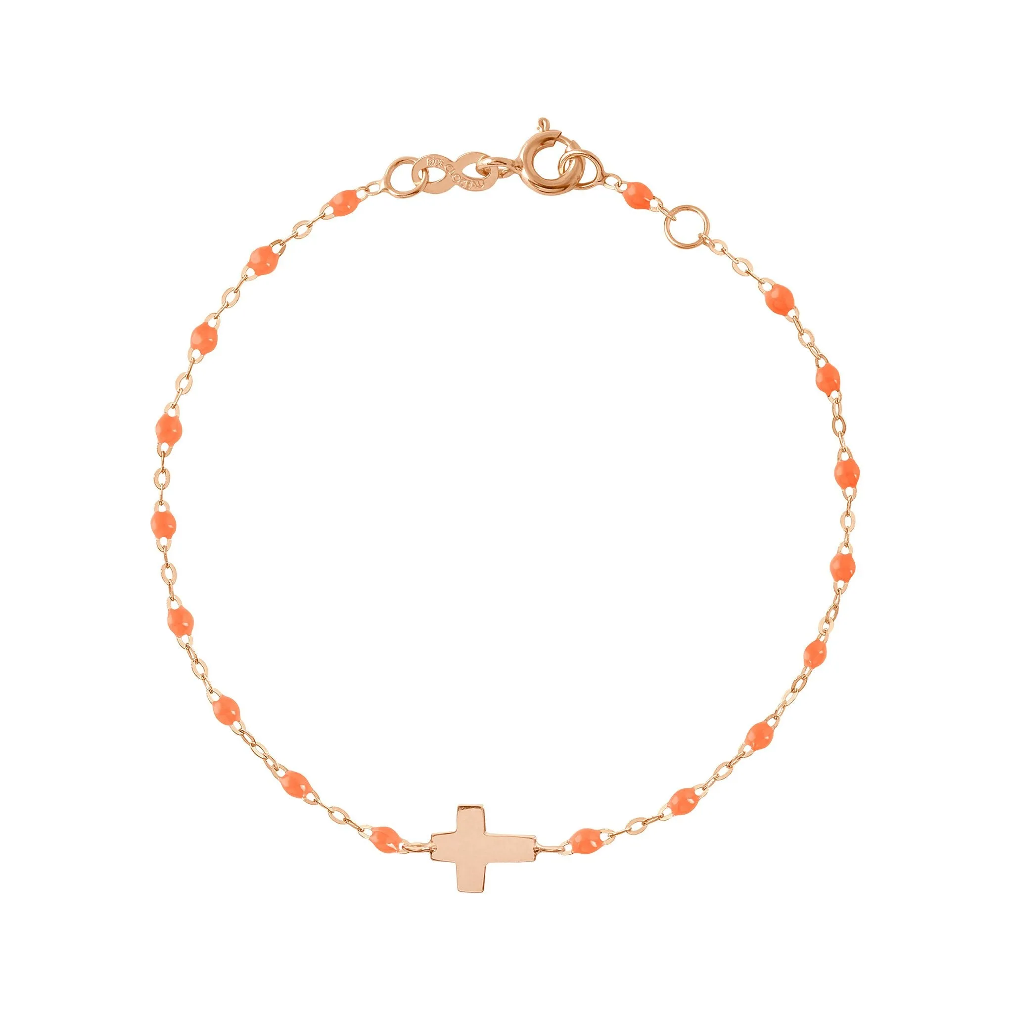 Cross Charm Classic Gigi Orange bracelet, Rose Gold, 6.7"