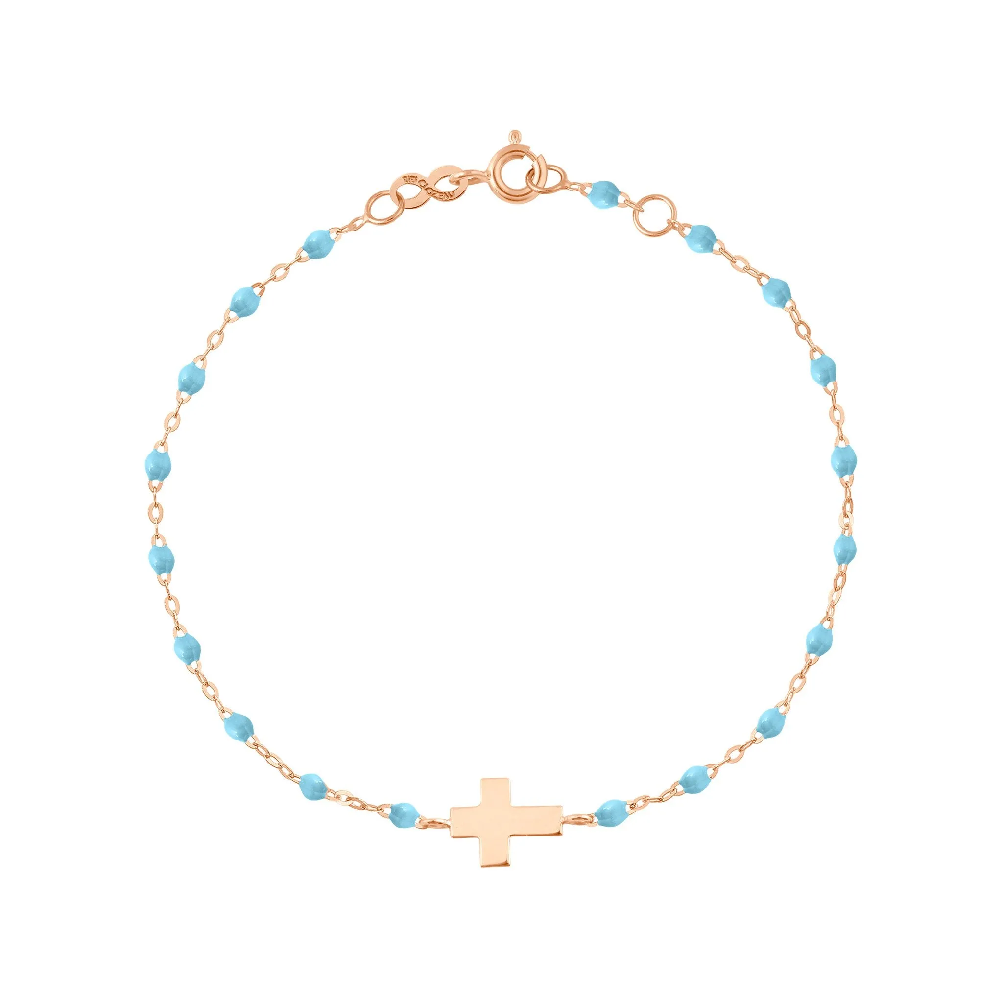 Cross Charm Classic Gigi Turquoise bracelet, Rose Gold, 6.7"