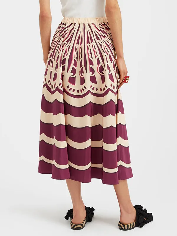 Drawstring Skirt in Fans Placee Purple