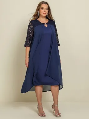 Elegant Butterfly Lace Plus Size Maxi Dress