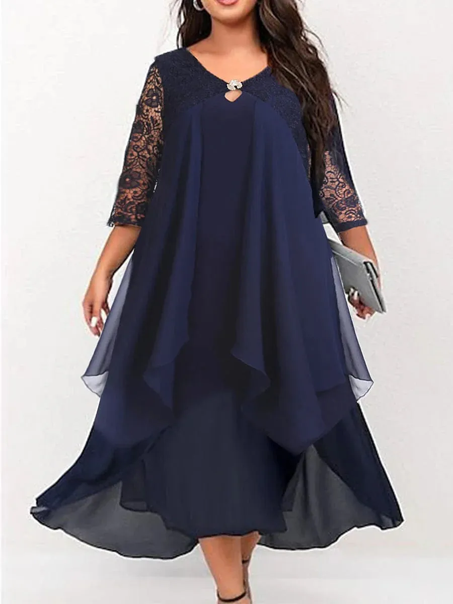 Elegant Butterfly Lace Plus Size Maxi Dress