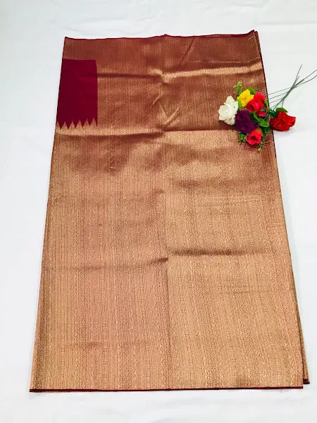 Elegant Maroon Color Borderless Raw Silk Saree