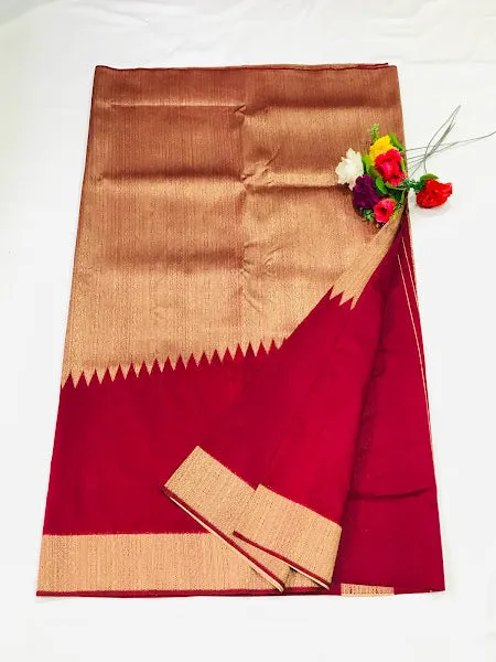 Elegant Maroon Color Borderless Raw Silk Saree