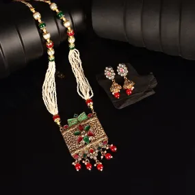 Elegant Multicolor Polki Kundan Moti Mala