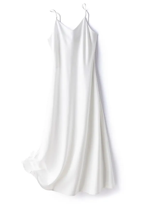 Elegant Silk Nightdress with Adjustable Shoulder Straps