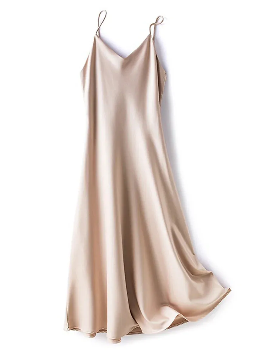 Elegant Silk Nightdress with Adjustable Shoulder Straps