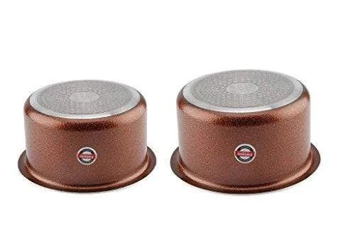 Embassy Aluminium Hammered-Tone (Colour) Tope, Set of 2 (Sizes 12 & 13) - 1750 & 2200 ml